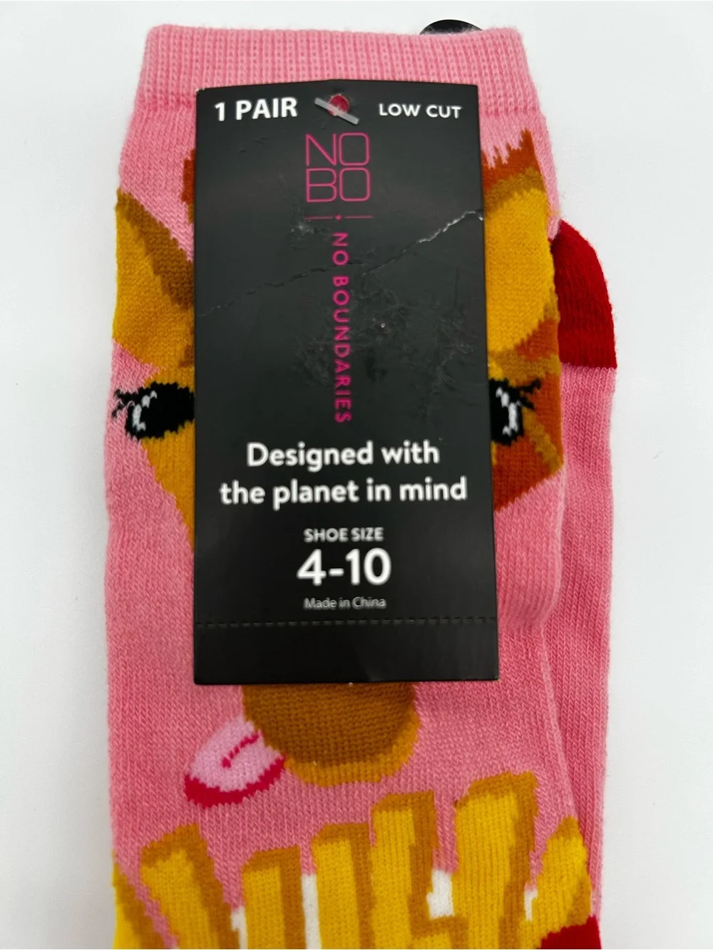 No Boundaries Pink Giraffe & Red Toe Kids No-Show Socks Size 4-10